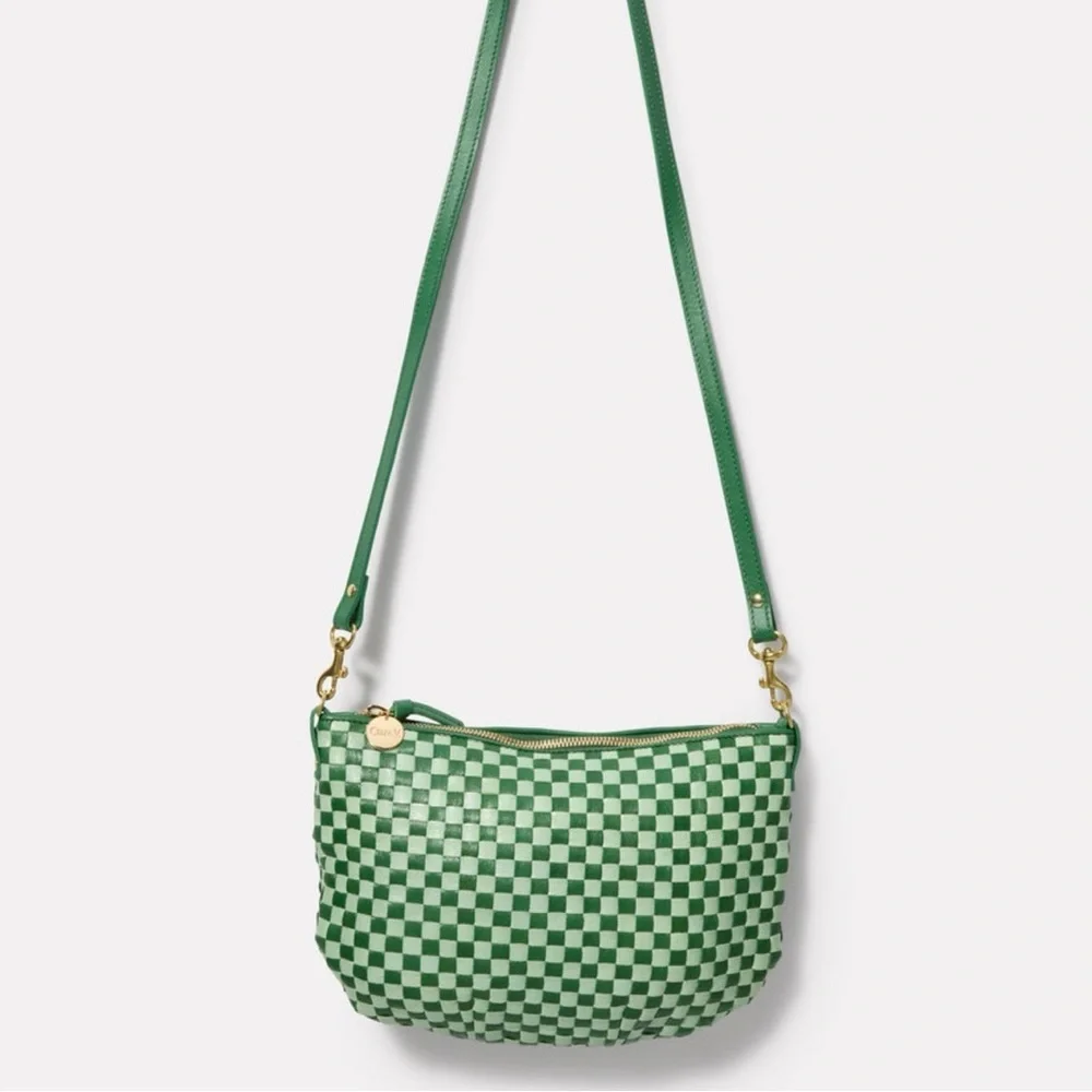 Clare V Petit Moyen Green Checkered Crossbody Bag - Picture 3 of 4